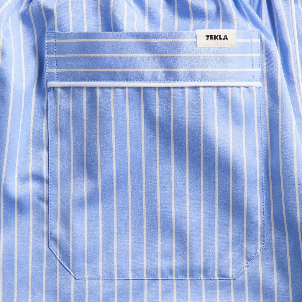 Tekla Sateen Polo Stripes Pyjama Pants - Light Blue