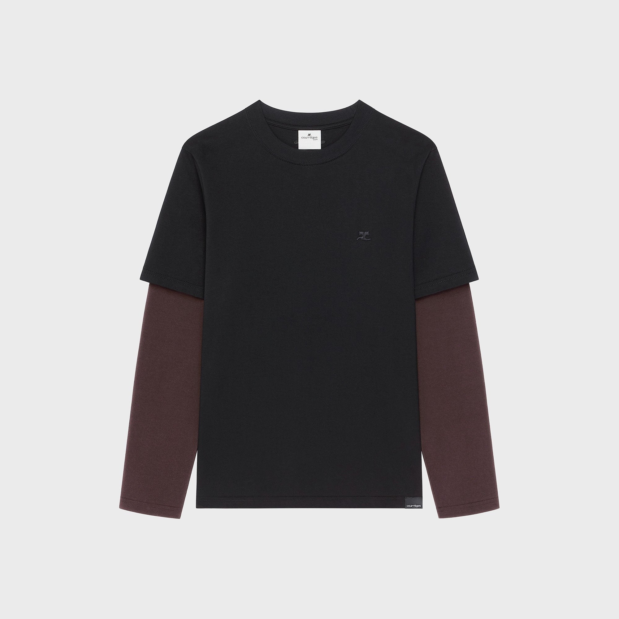 Courrèges AC Double Sleeve Tee - Black / Burnt Red