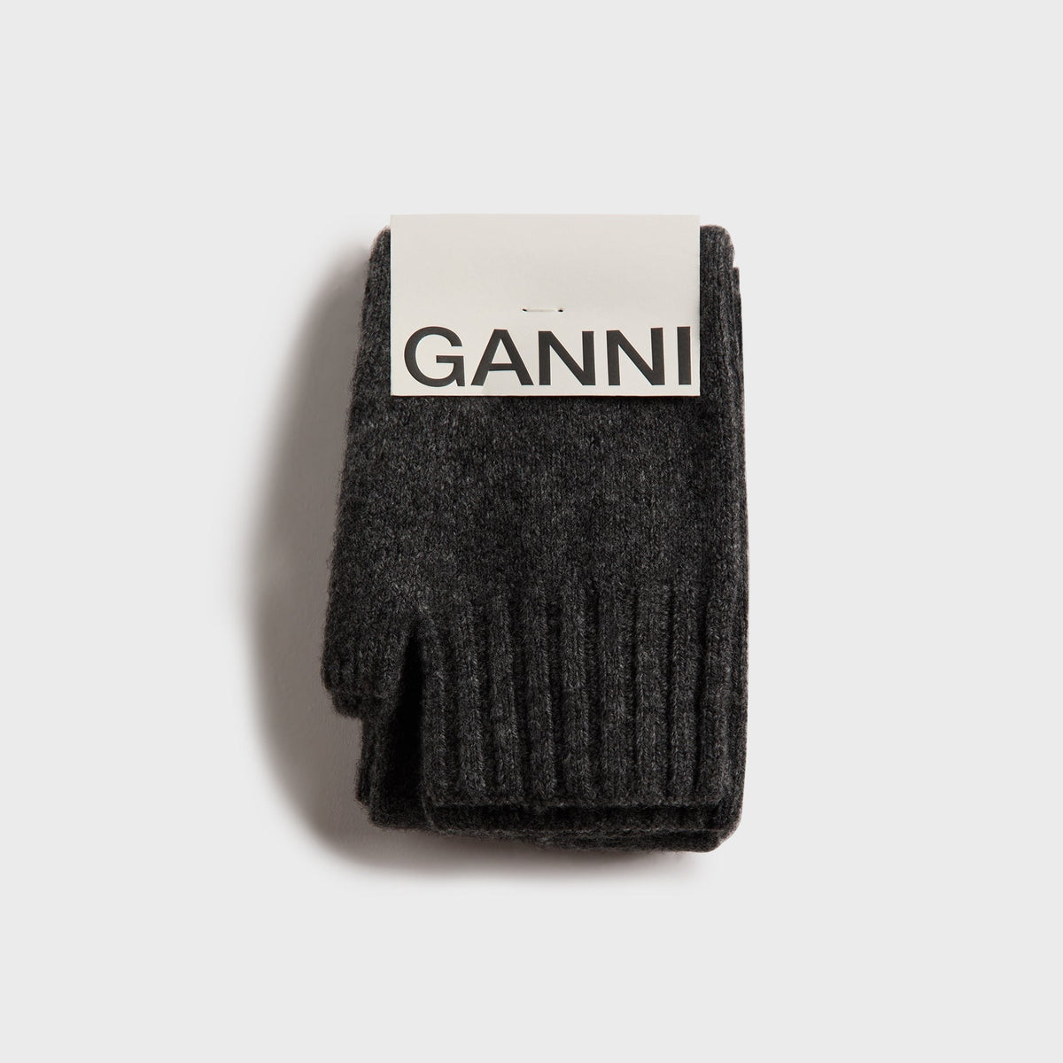 Ganni Wool Yak Mix Fingerless Gloves - Egret
