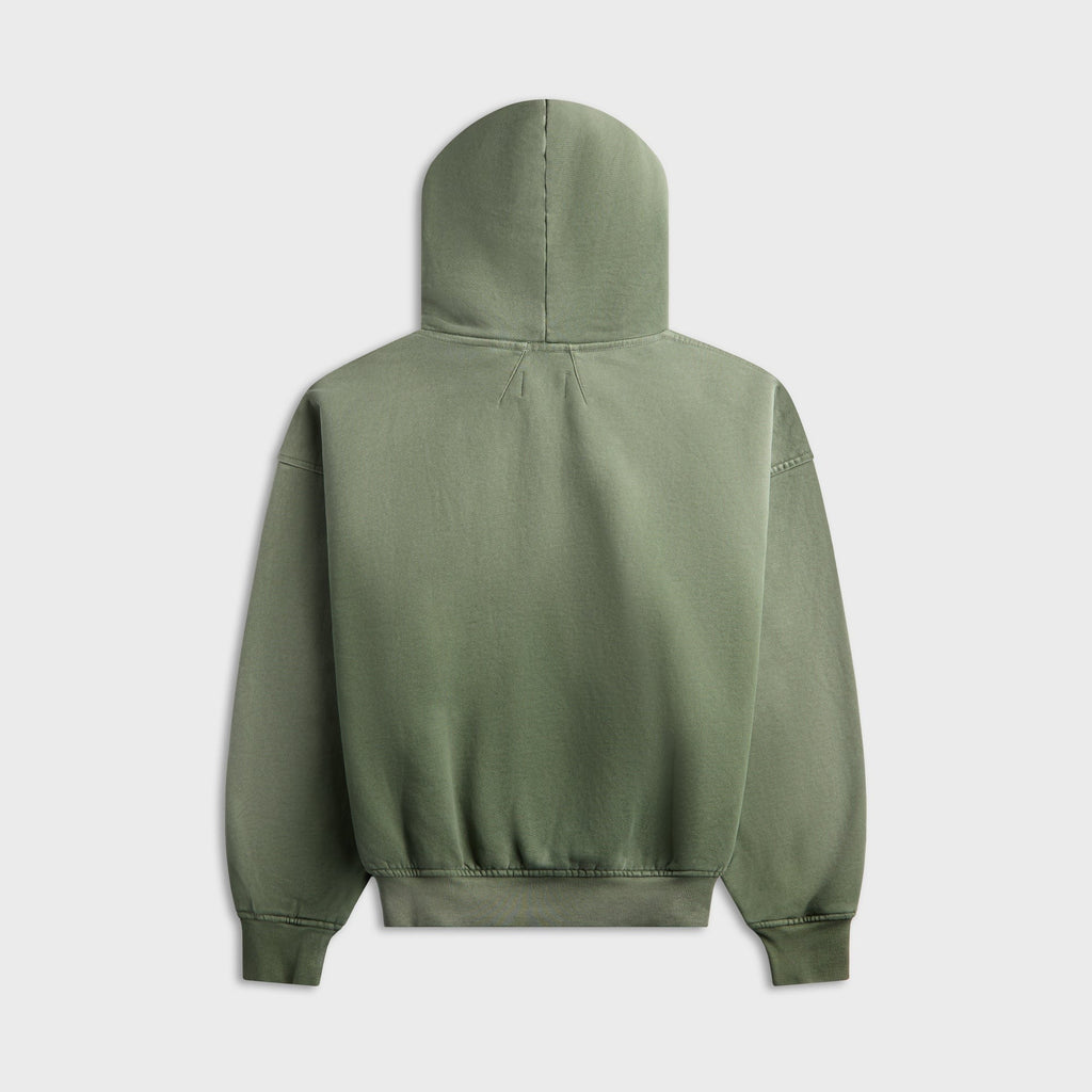 Rhude Chenille Patch Logo Hoodie - Washed Olive / Black