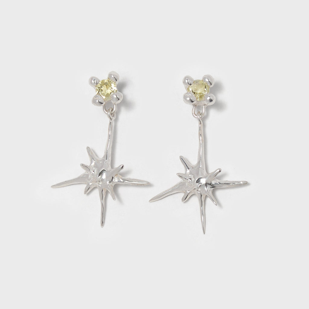 Faris Uni Gem Drop Earrings - Sterling Silver / Lemon Topaz