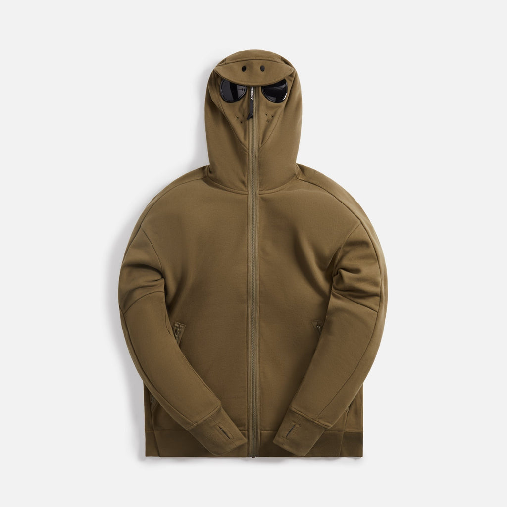CP Company Diagonal Raised Fleece Explorer Goggle Hoodie - Khaki