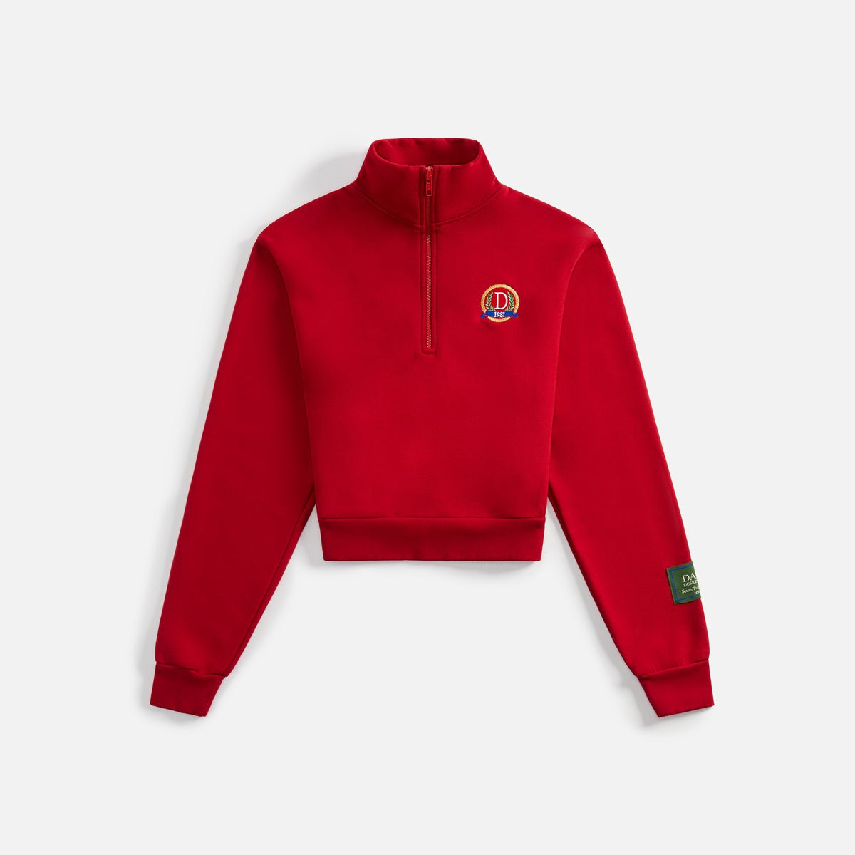 Danzy Cropped Quarter Zip Sweatshirt - Red