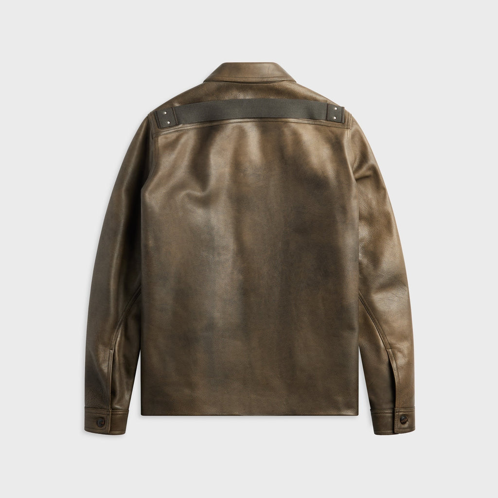 Rick Owens Buttoned Brad Leather Jacket - Washed Black