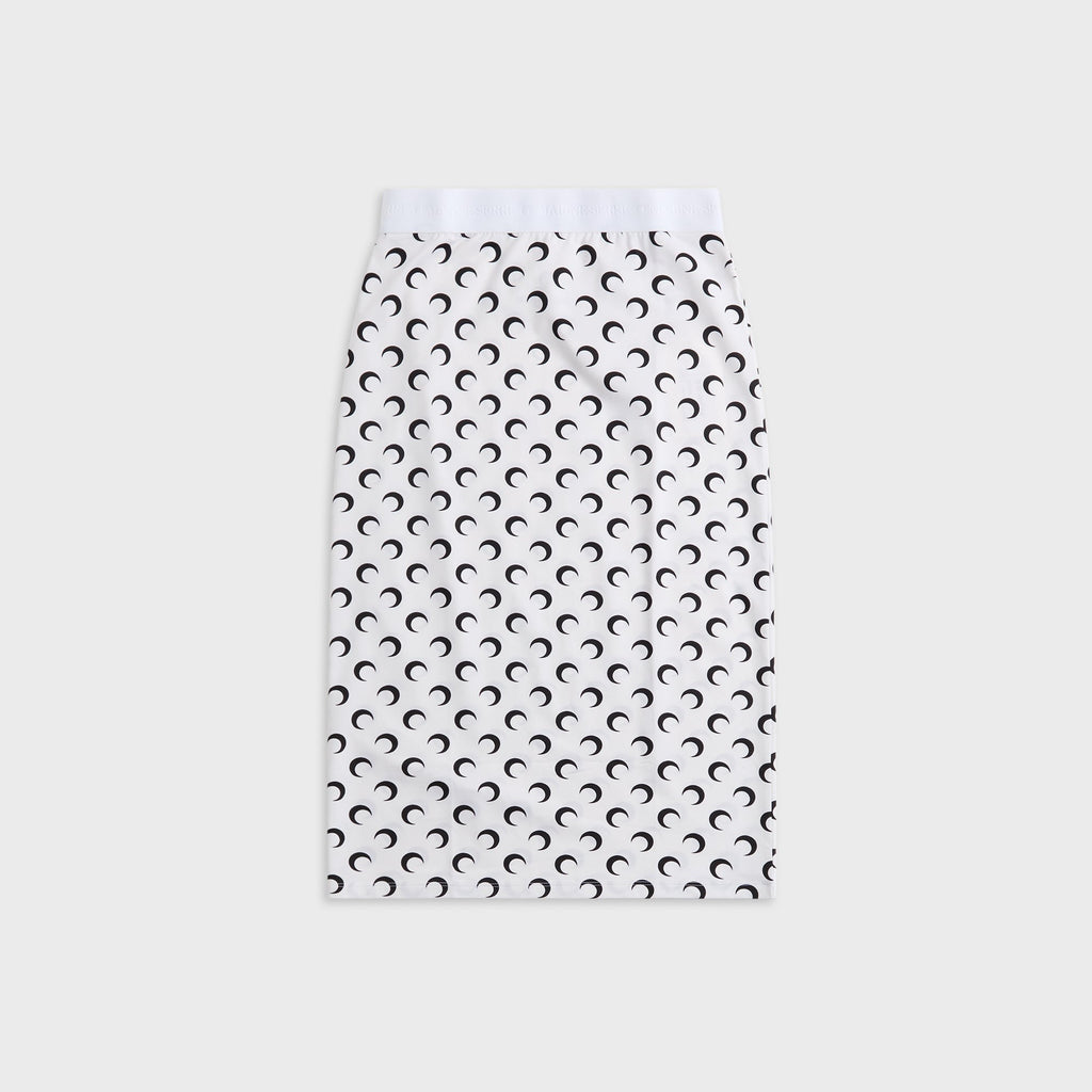Marine Serre Moon Printed Jersey Knee Length Skirt - White