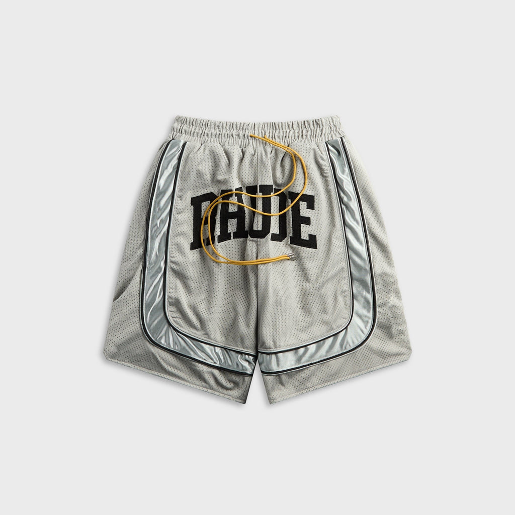 Rhude Baggy Collegiate Logo Short - Grey / Silver