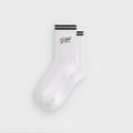 Kith Double Striped Floral Cotton Mid Crew Socks - Nocturnal