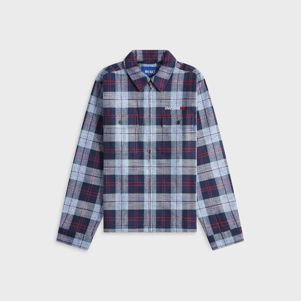 Awake NY Flannel Zip Shirt - Blue