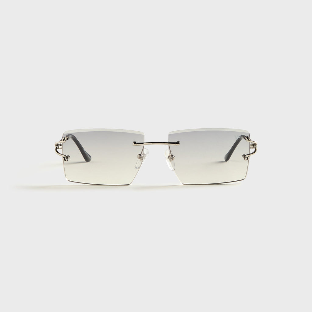 Vintage Frames Icon Rimless Drill Mount 24KT White Gold Sunglasses - Asphalt Gradient
