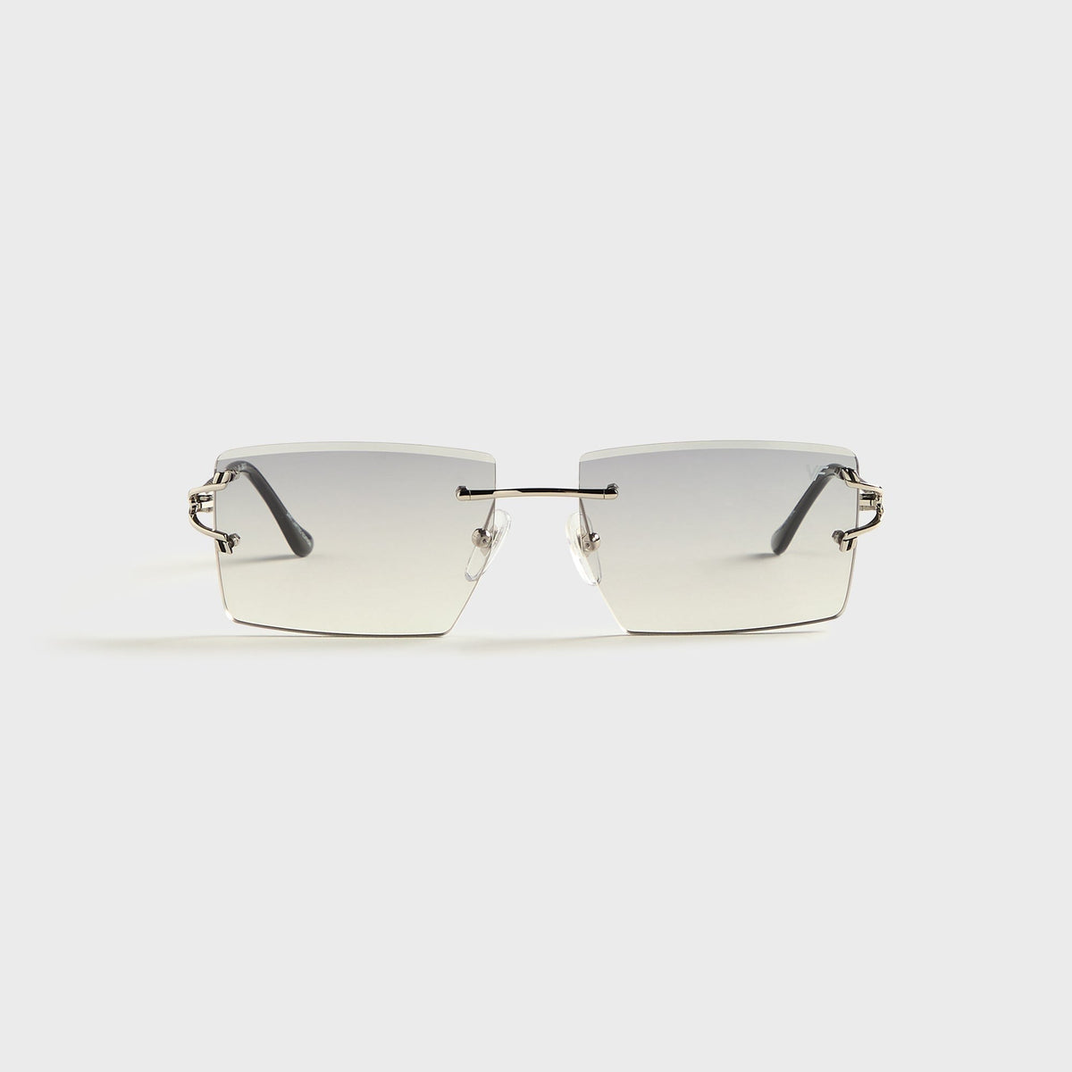 Vintage Frames Icon Rimless Drill Mount 24KT White Gold Sunglasses - Asphalt Gradient