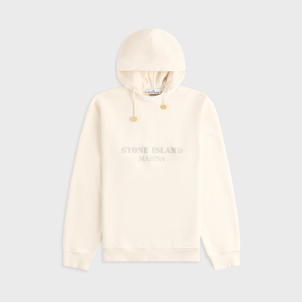 Stone Island Marina Cotton Fleece Hooded Sweatshirt - Ivory