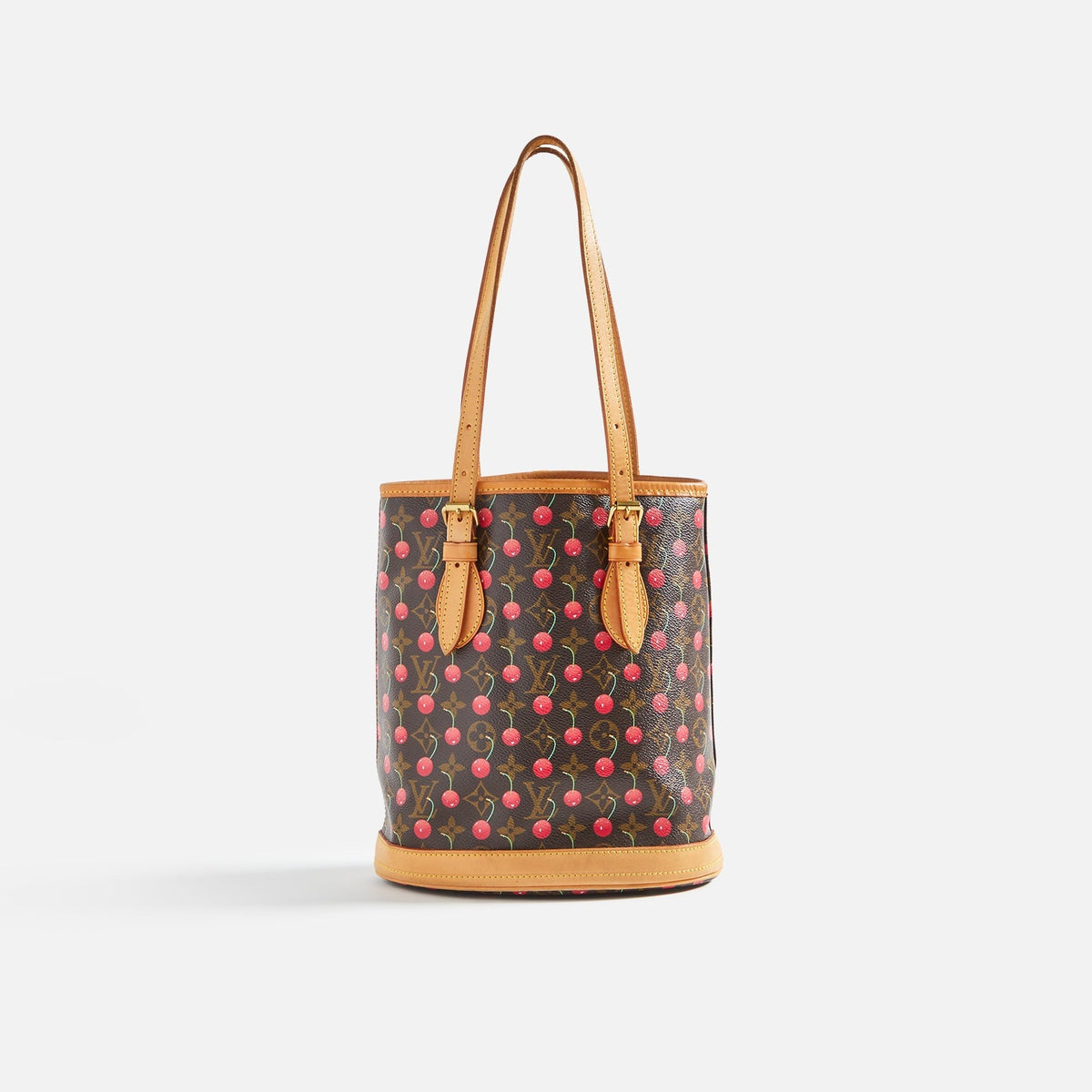 WGACA Louis Vuitton x Takashi Murakami Cherry AB Bucket Petite Bag - Brown