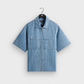 Kith Textured Indigo Paxton Zip Front Shirt - Light Indigo