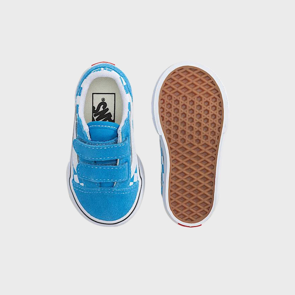 VANS TD Old Skool V Checkerboard Shoe - Bright Azure Blue