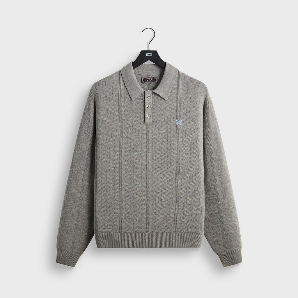 Kith Long Sleeve Tilden Pullover - Medium Heather Grey