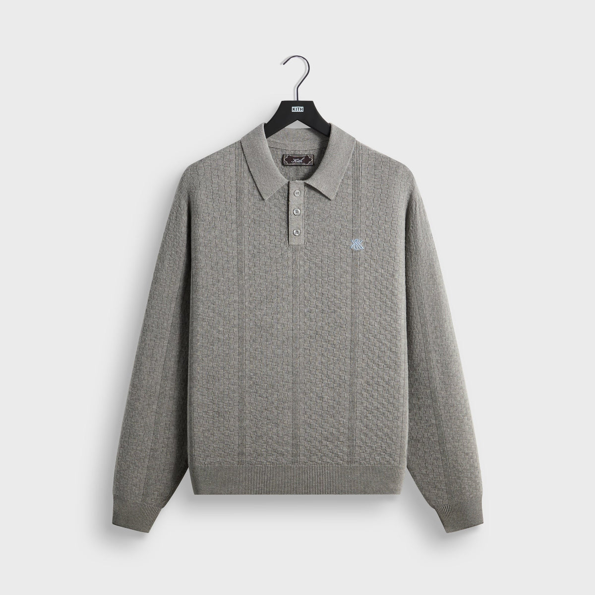 Kith Long Sleeve Tilden Pullover - Medium Heather Grey