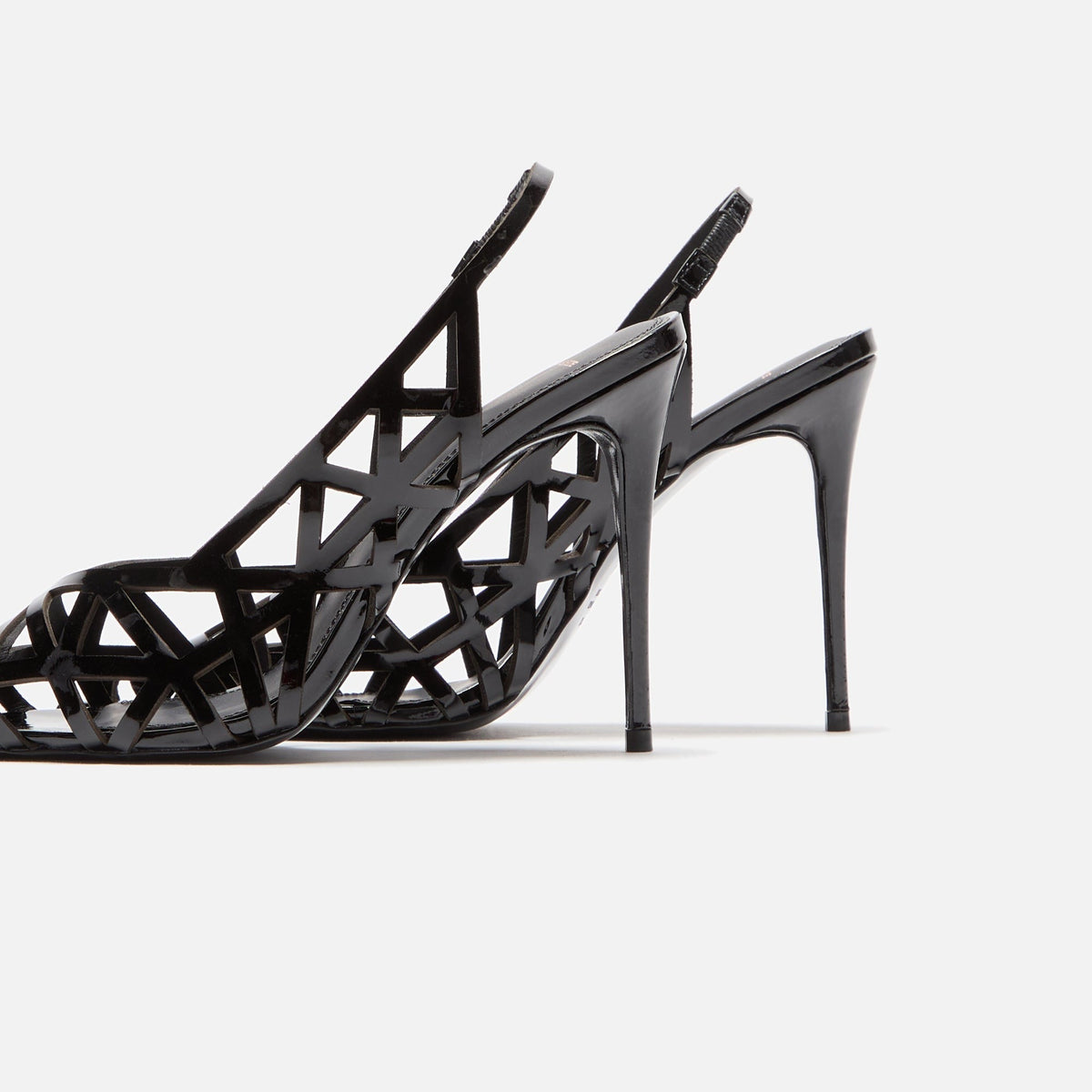 Black Suede Studio Idie 100 Slingback - Black Patent