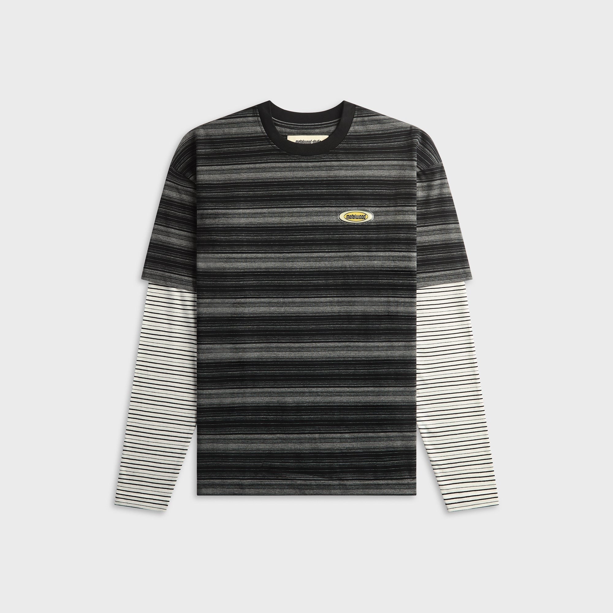 Metalwood Double Layer Striped Tee - Black