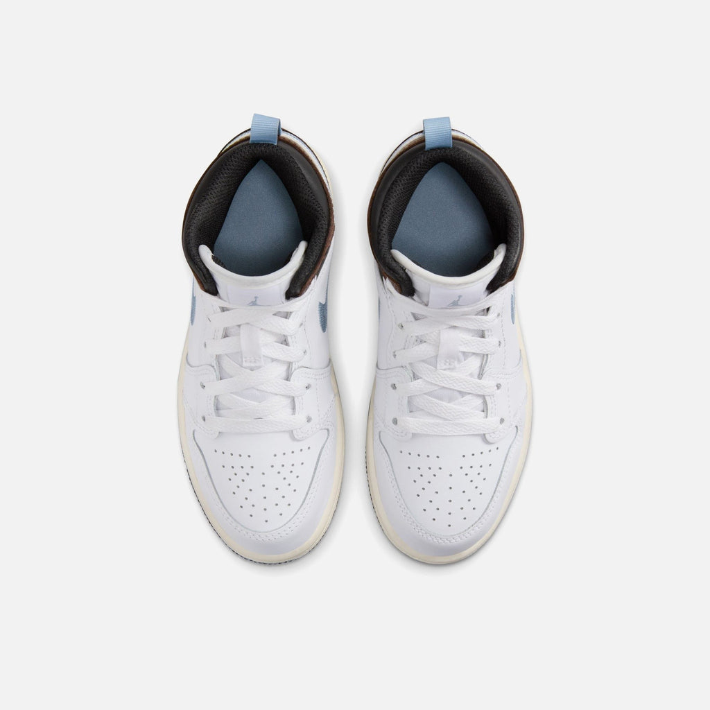 Jordan PS Air Jordan 1 Mid SE - White / Blue Grey / Black Sail