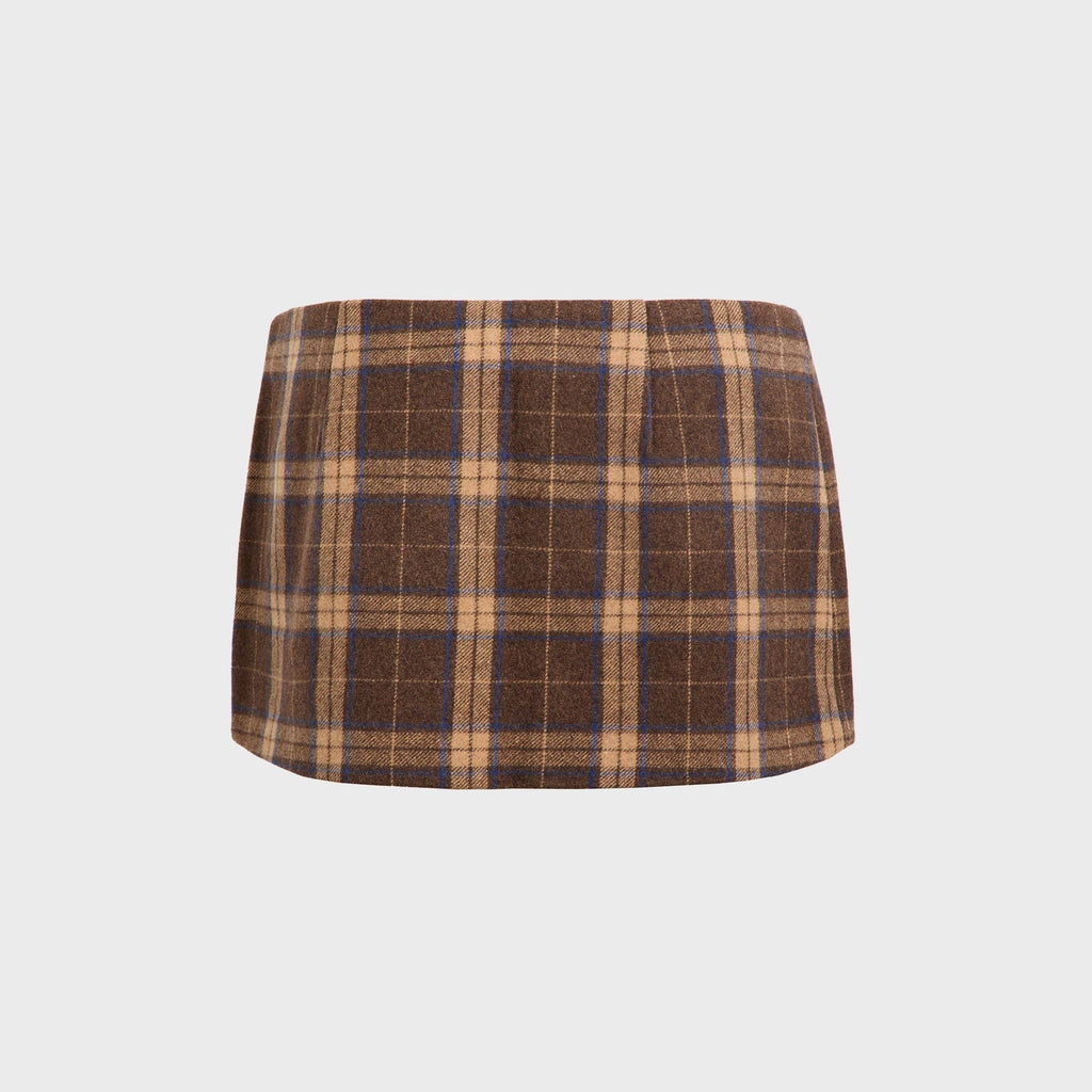 GUIZIO Low Rise Tartain Mini Skirt - Tartan Plaid