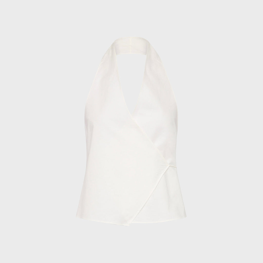 St. Agni Oxford Wrap Top - White