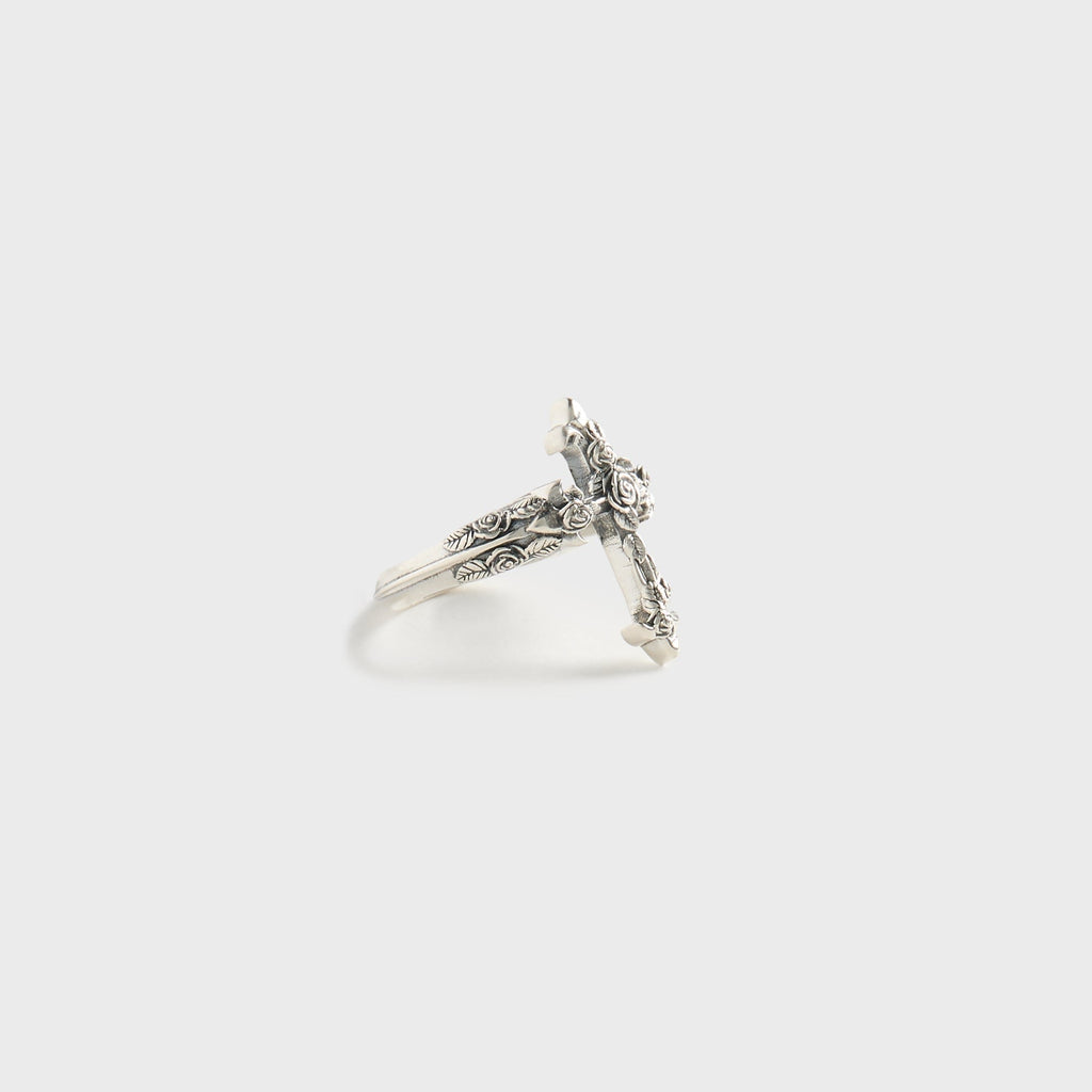 Emanuele Bicocchi Rose Cross Ring - Silver
