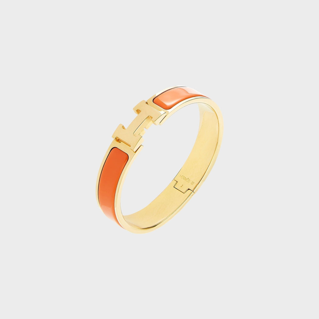 WGACA Hermes Clic Clac Narrow Bracelet - Orange / Gold