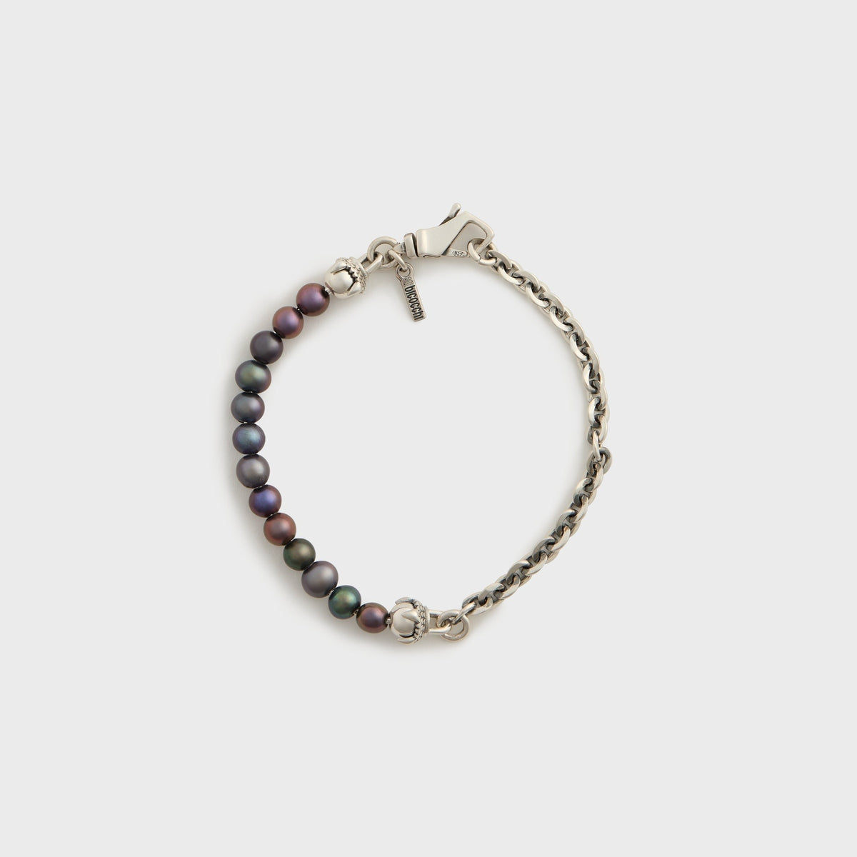 Emanuele Bicocchi Black Baroque Pearl Claw Bracelet - Silver
