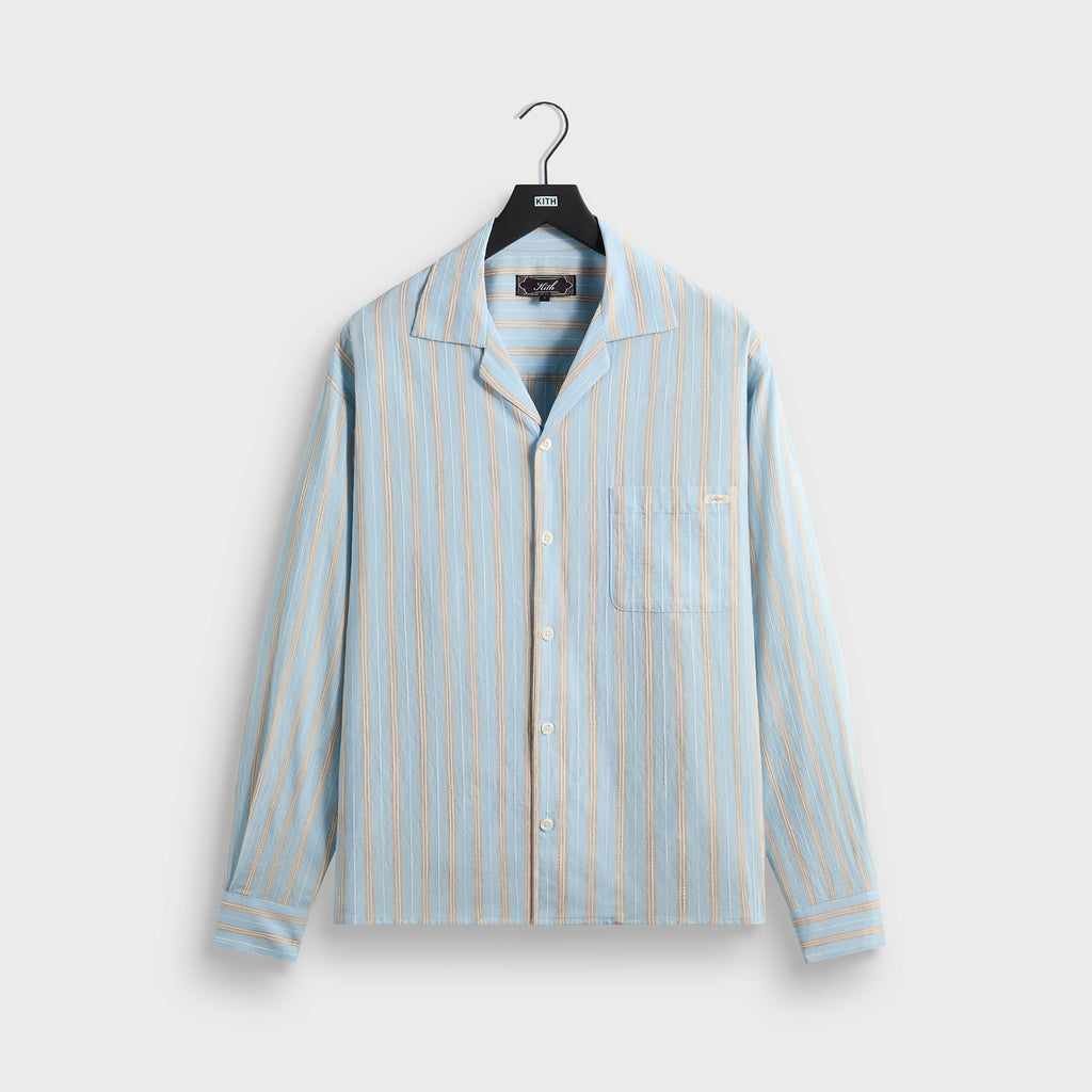 Kith Barre Stripe Long Sleeve Gianni Shirt - Serene