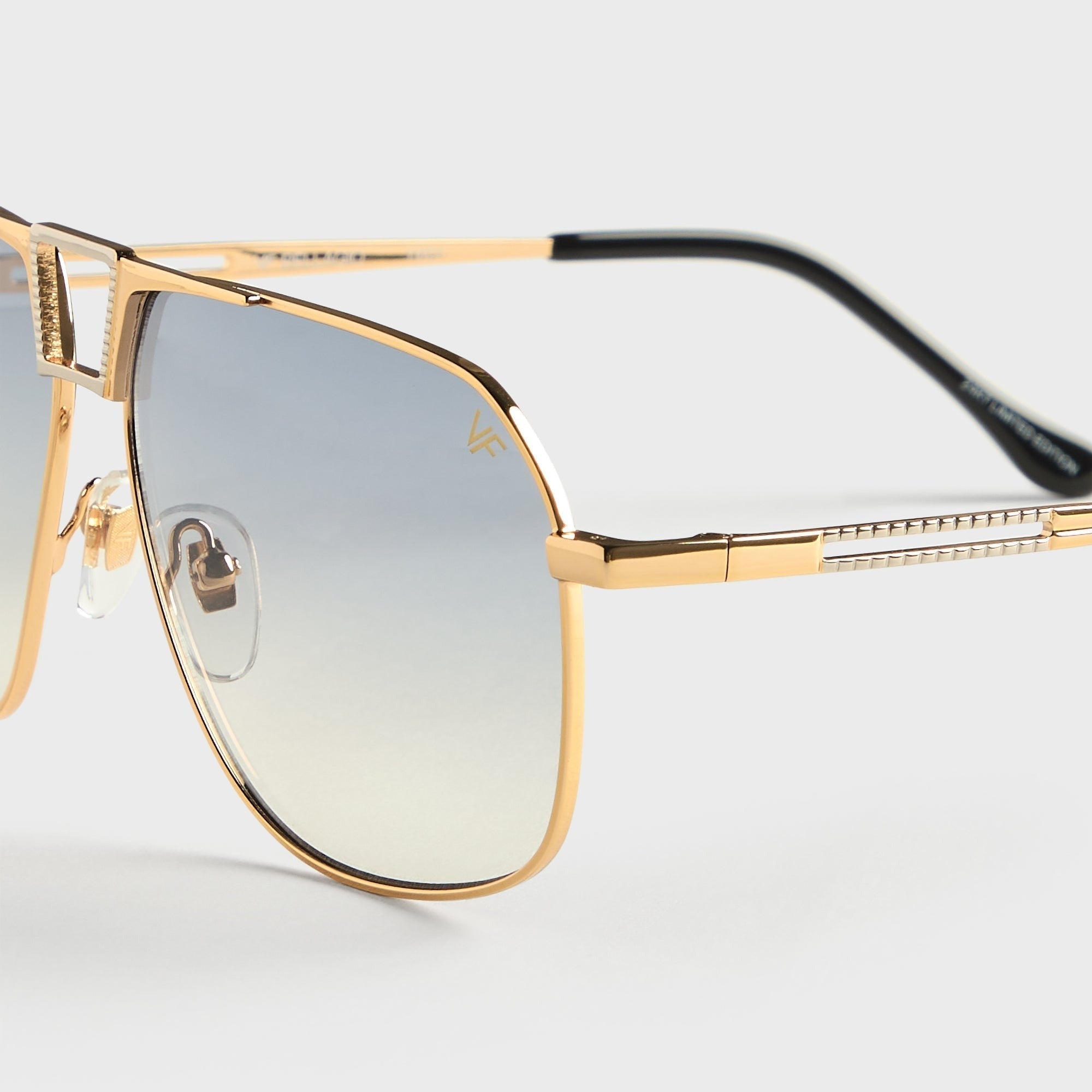 Vintage Frames Bellagio Two-Tone Yellow & White Gold Sunglasses - Asphalt Gradient