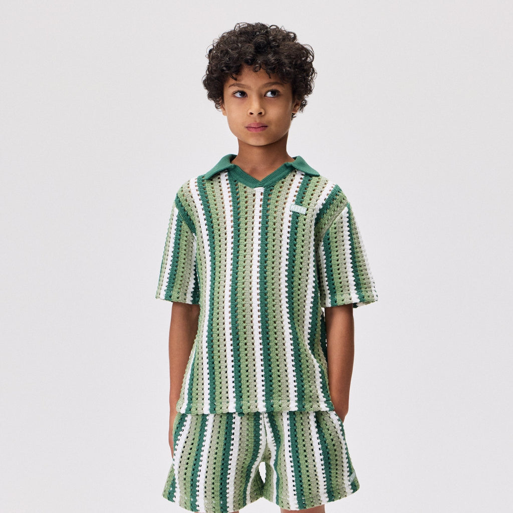 Kith Kids Open Knit Pullover Polo - Sage