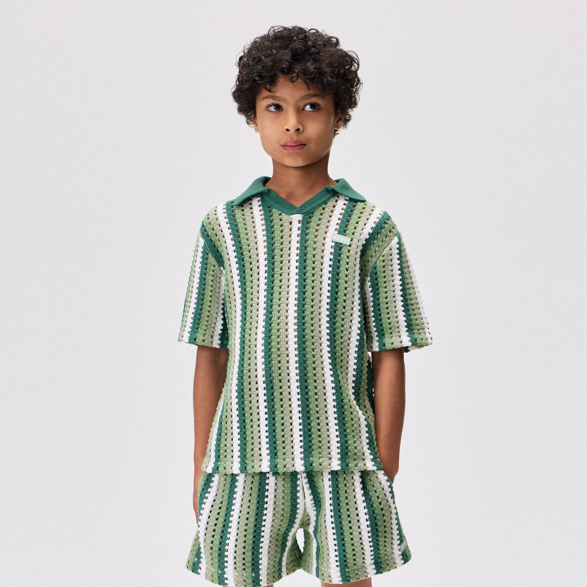 Kith Kids Open Knit Pullover Polo - Sage