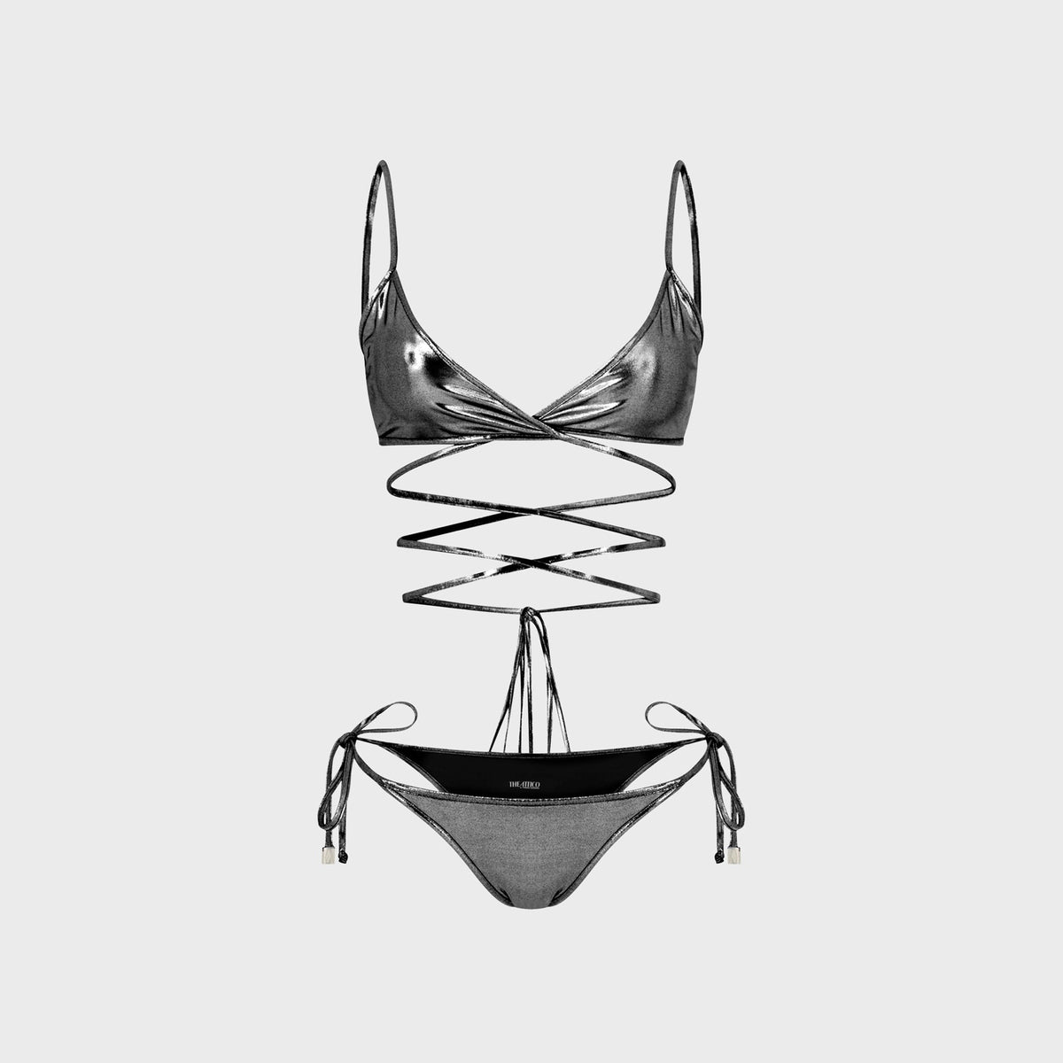 The Attico Coated Bikini Set - Dark Silver