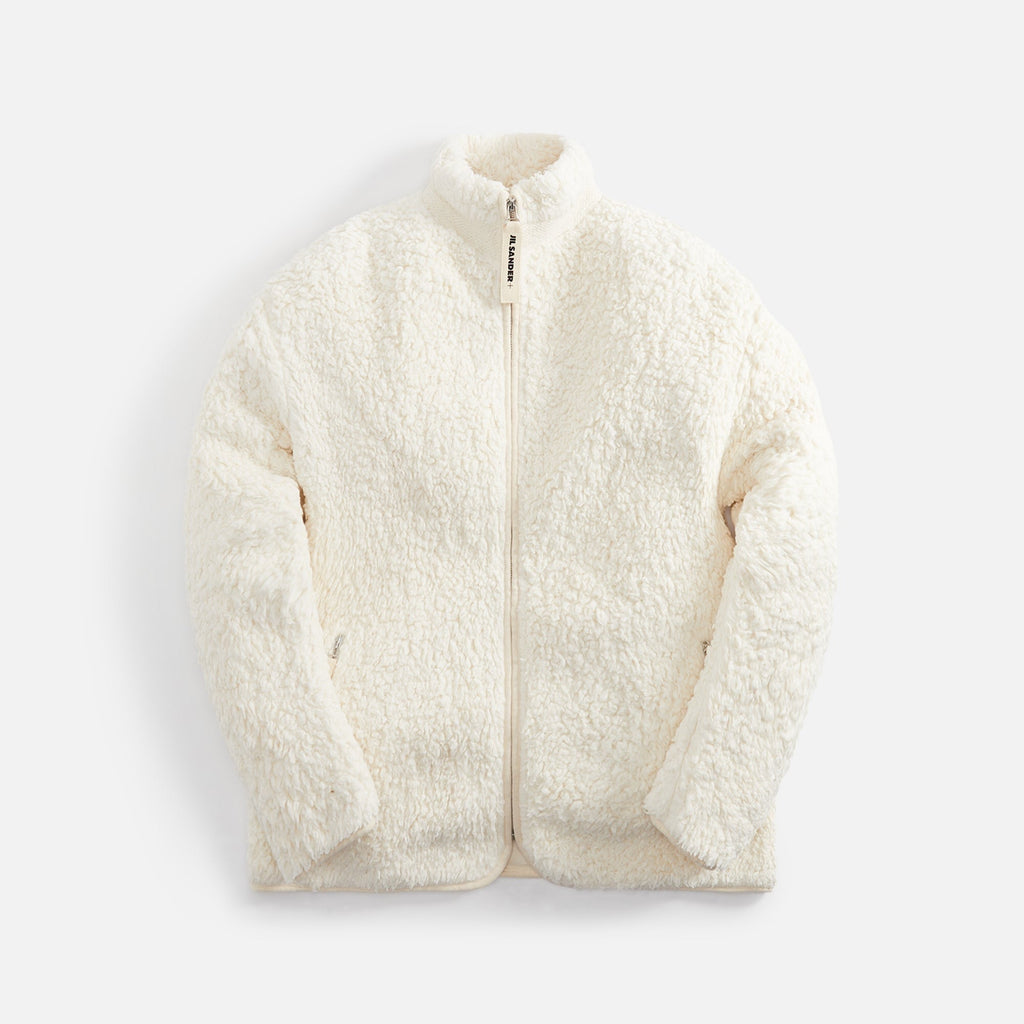 Jil Sander Natural Cotton Fleece Zip Jacket - Cosmic Latte