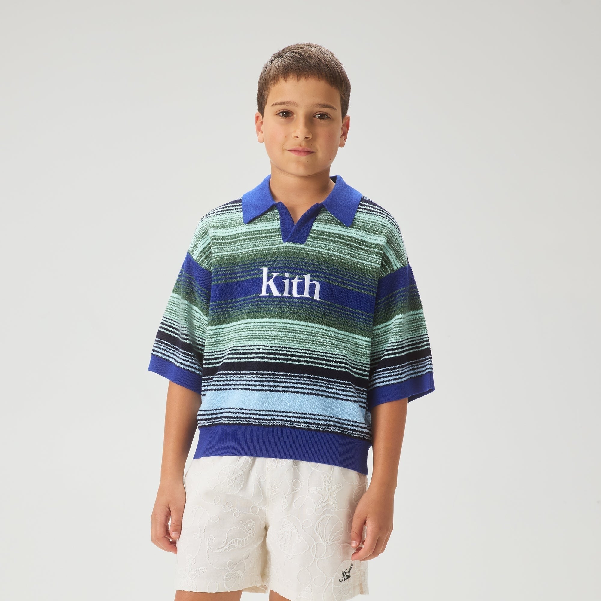 Kith Kids Striped Nelson Short Sleeve - Celeste