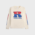 Rhude Split Petrol Logo Long Sleeve Tee - Vintage White / Red / Blue