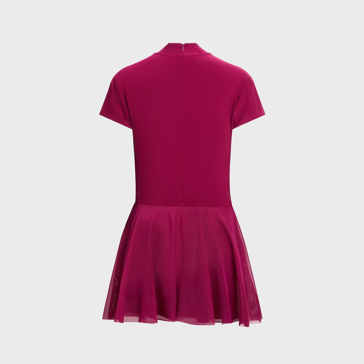 Norma Kamali Mock Neck Cap Sleeve Flared Pickleball Dress - Plum