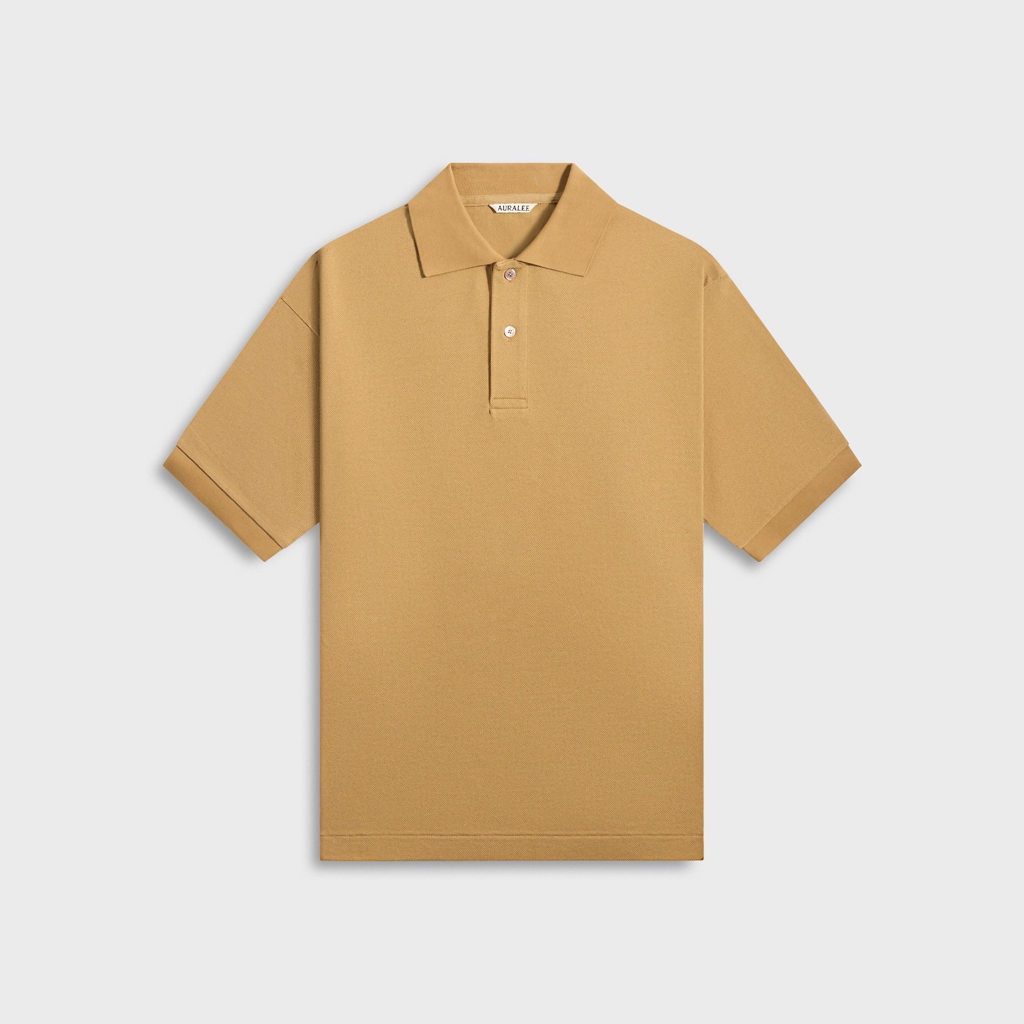 Auralee Pima Cotton Heavy Pique Polo - Khaki Beige