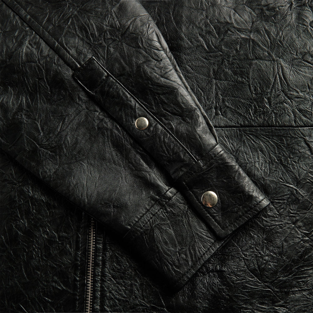 Sunflower Crinkle Leather Shirt - Black