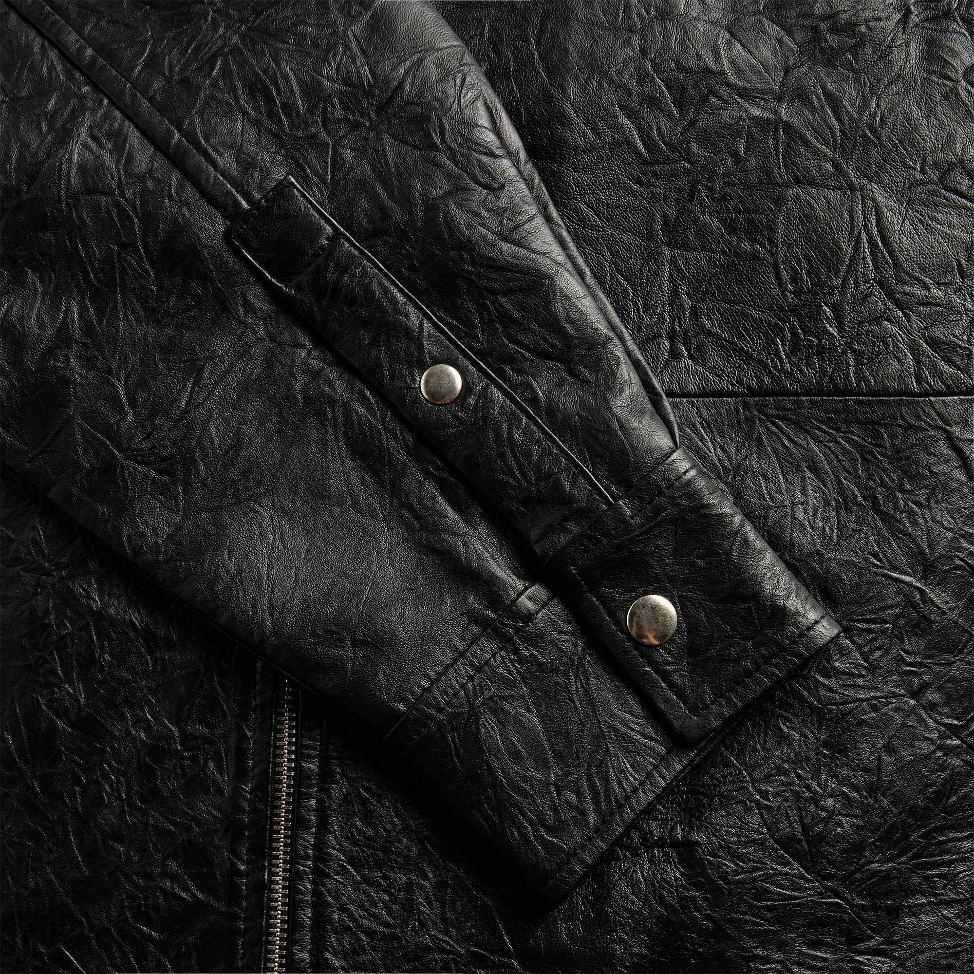 Sunflower Crinkle Leather Shirt - Black