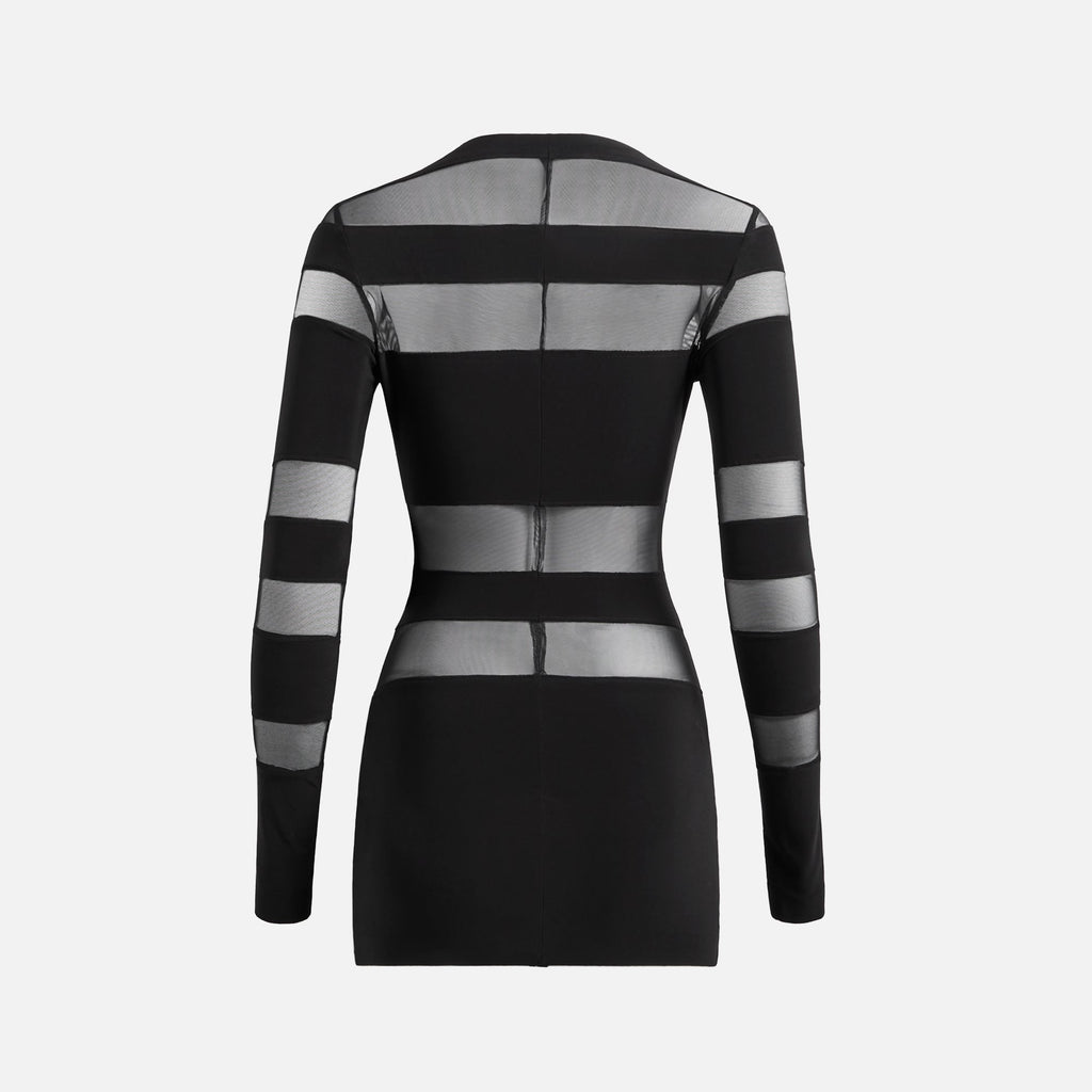 Norma Kamali Spliced Long Sleeve Pickleball Dress - Black