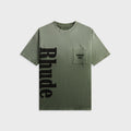 Rhude Logo Pocket Tee - Washed Olive / Black