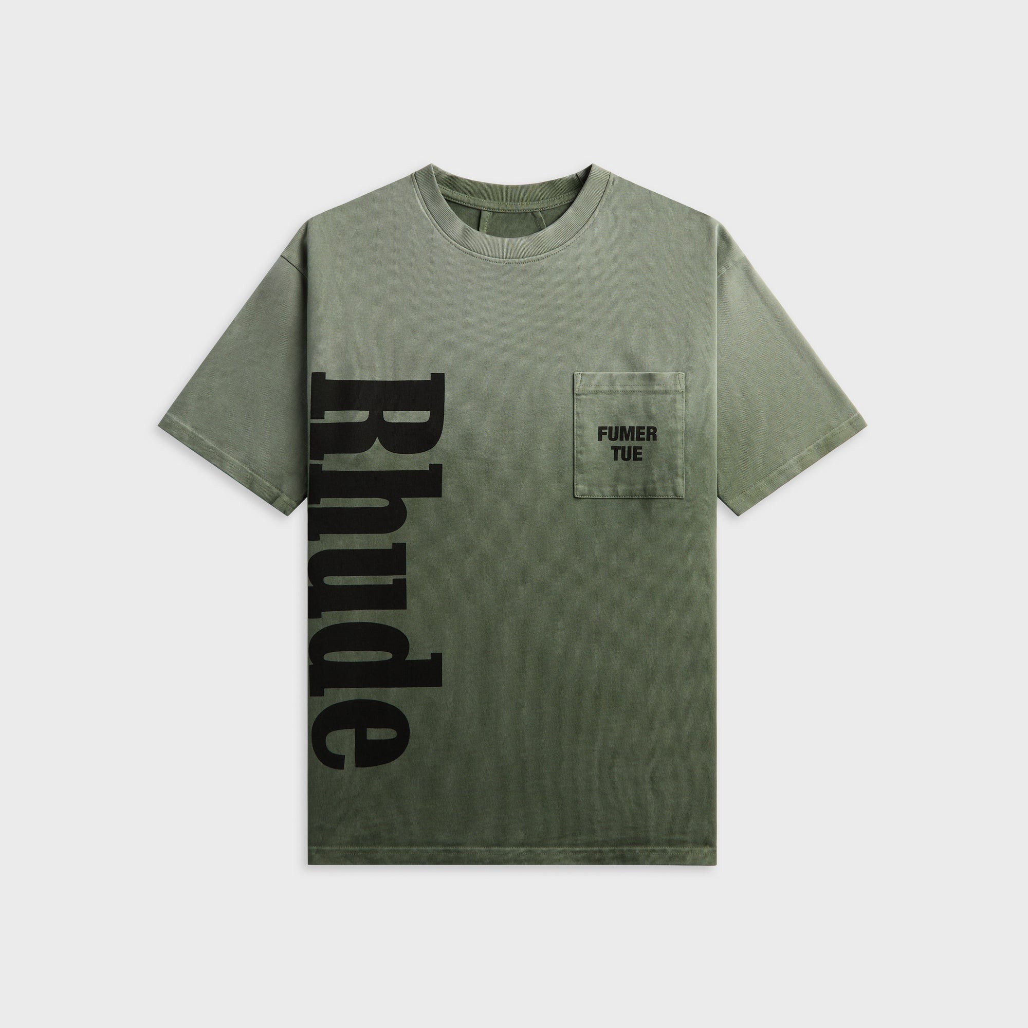 Rhude Logo Pocket Tee - Washed Olive / Black