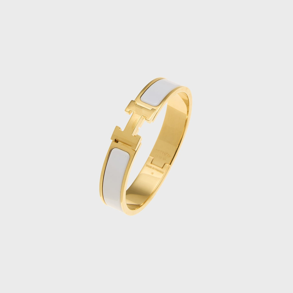 WGACA Hermes Clic H Bracelet Narrow - White / Gold