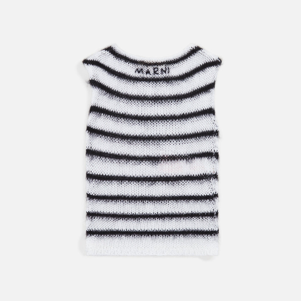 Marni Roundneck Bicolor Stripe Sweater - Lily White