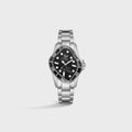 LAARVEE Silver Precision Steel Watch - Black Ceramic Bezel / Black Dial