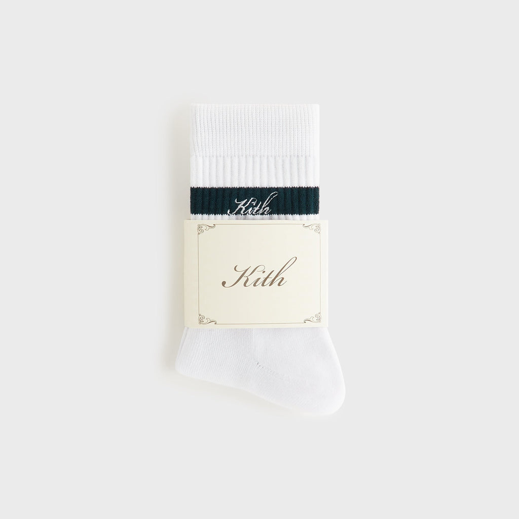 Kith Women Stripe Cotton Mid Crew Socks - White