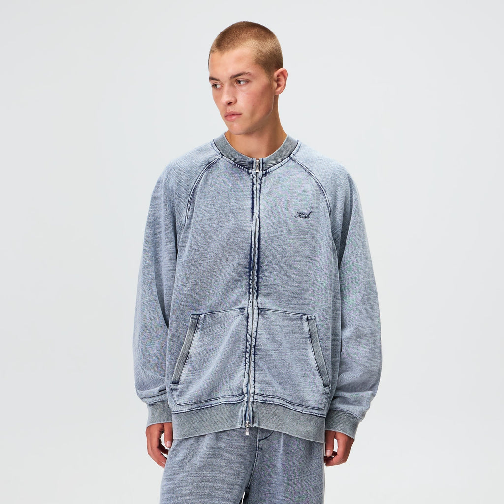 Kith Indigo Fleece Linus Full Zip Crewneck - Light Indigo