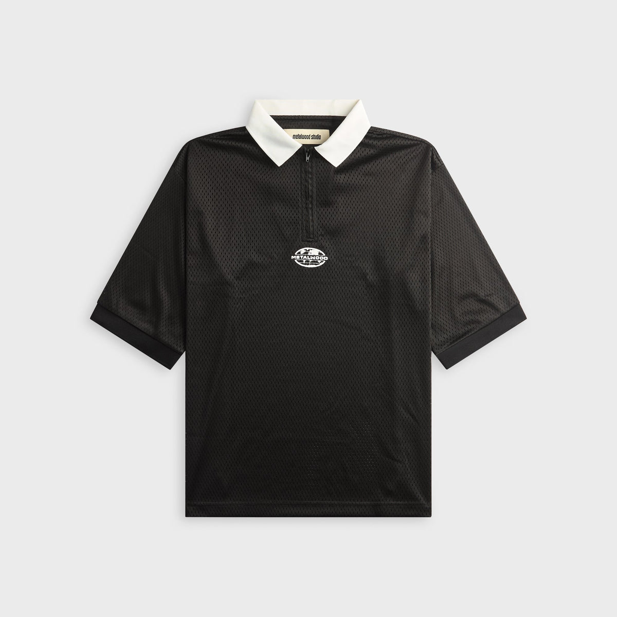 Metalwood Quarter Zip Jersey Polo - Black