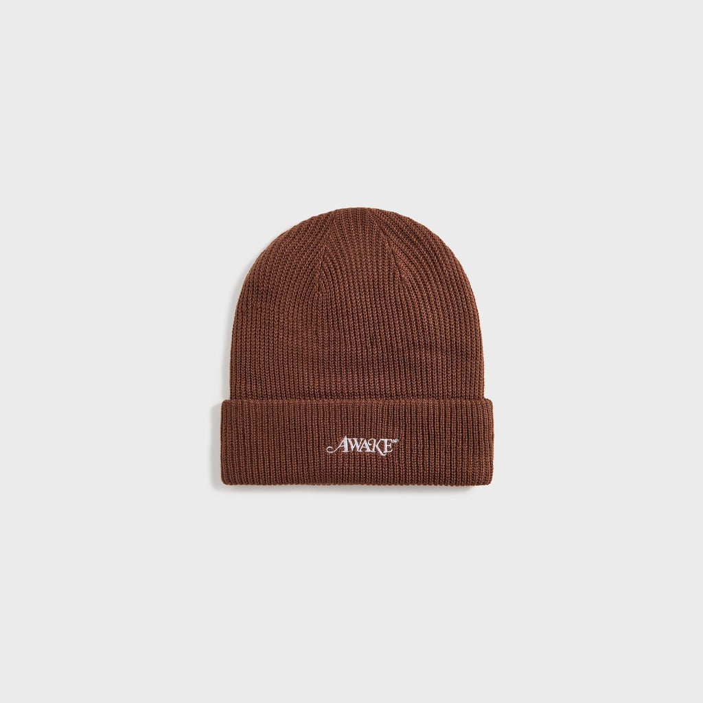 Awake NY Loose Gauge Knit Beanie - Brown